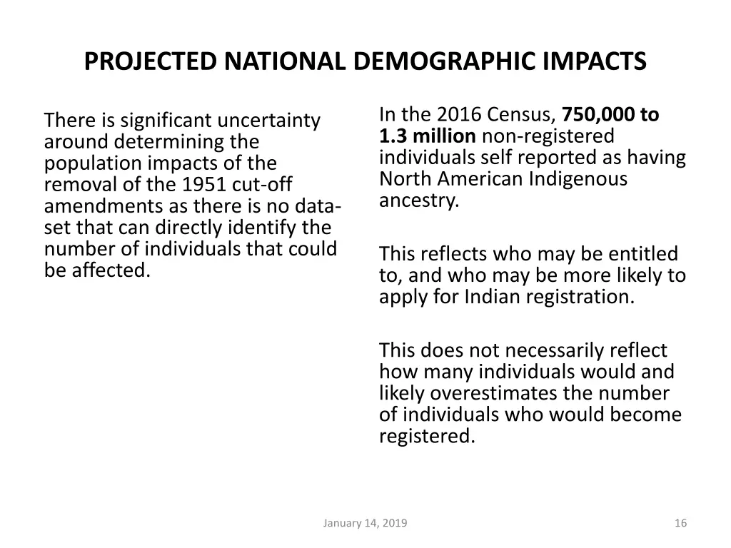projected national demographic impacts