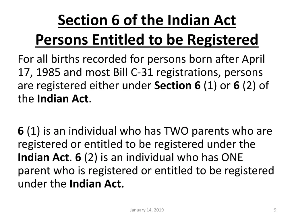 section 6 of the indian act persons entitled