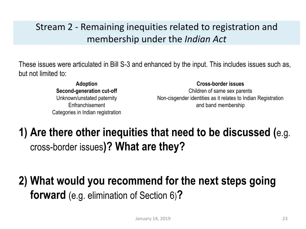 stream 2 remaining inequities related