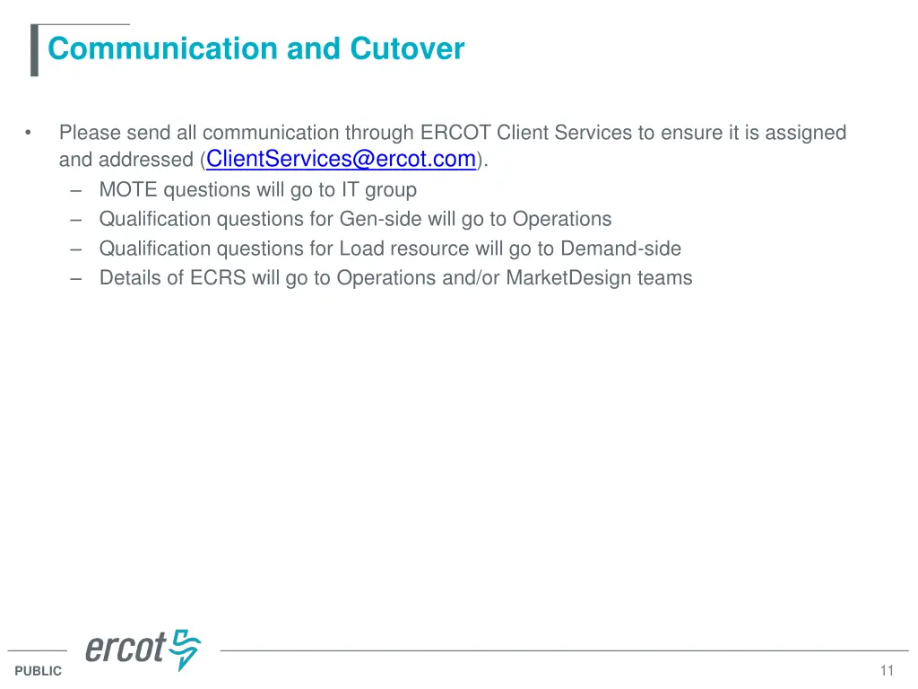 communication and cutover
