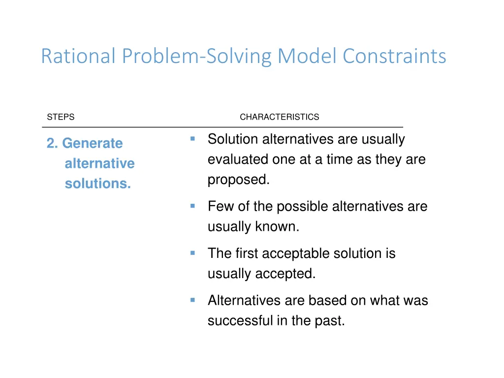 rational problem solving model constraints 1