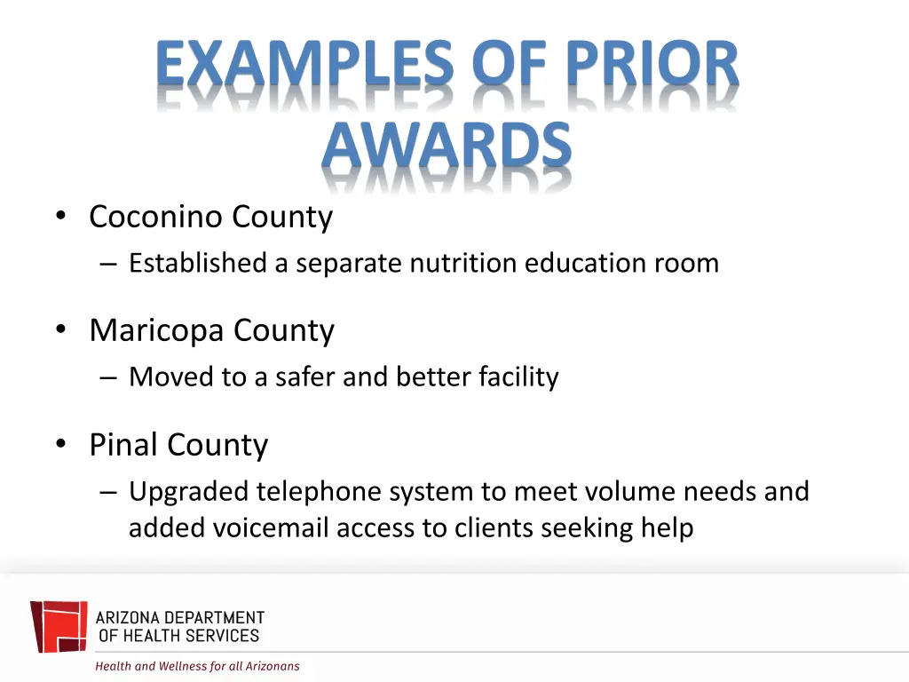 examples of prior awards coconino county