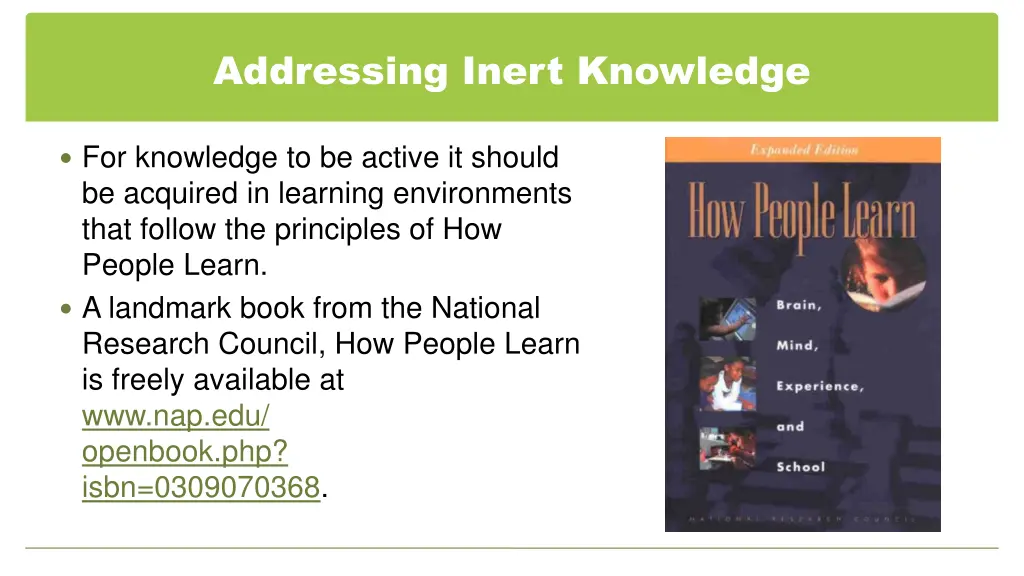 addressing inert knowledge