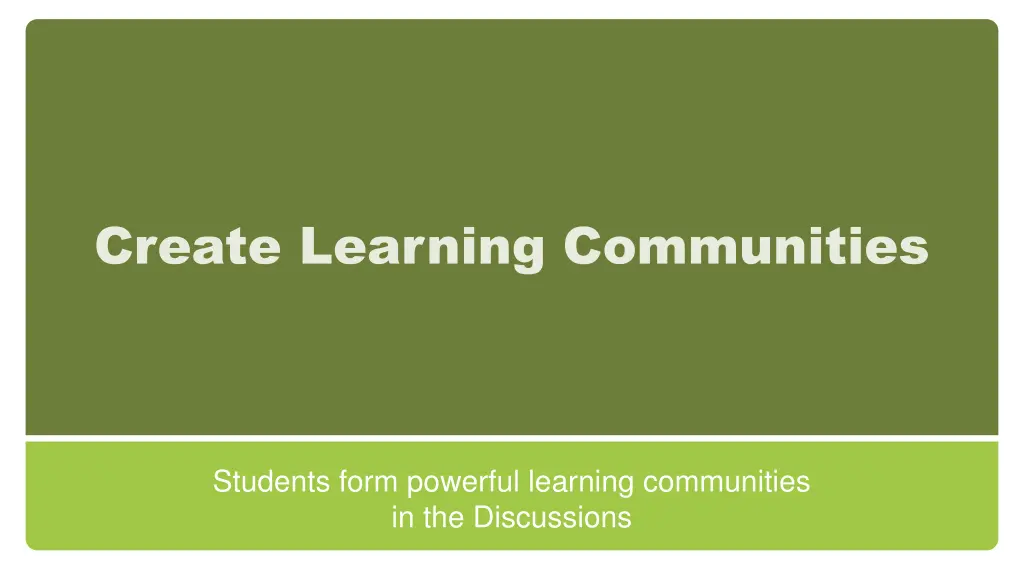 create learning communities