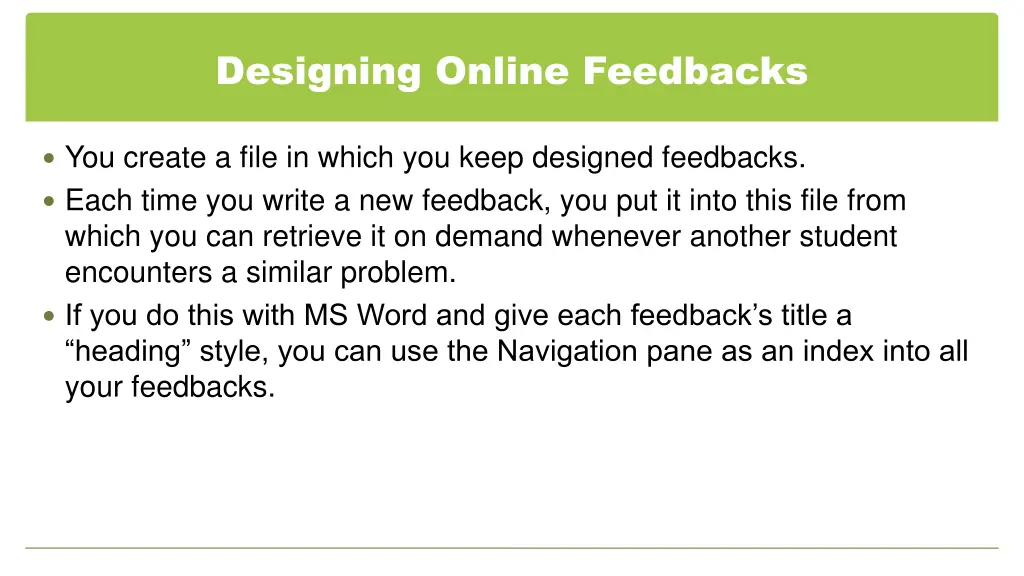 designing online feedbacks