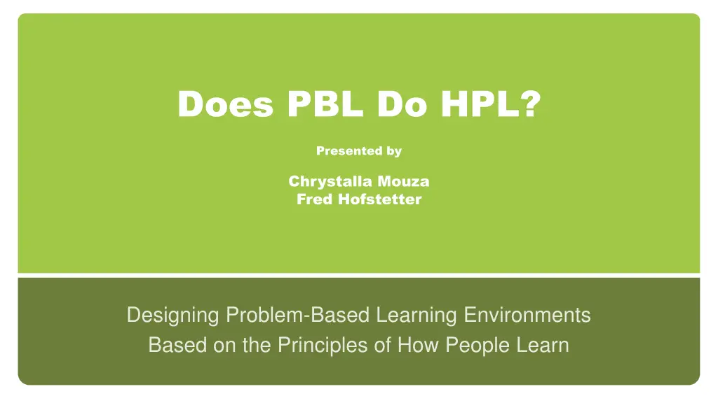 does pbl do hpl
