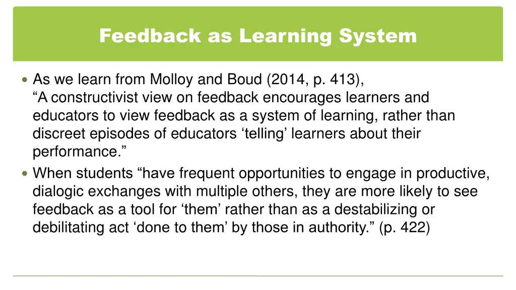 feedback as learning system