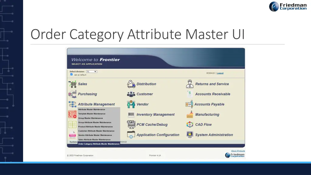 order category attribute master ui