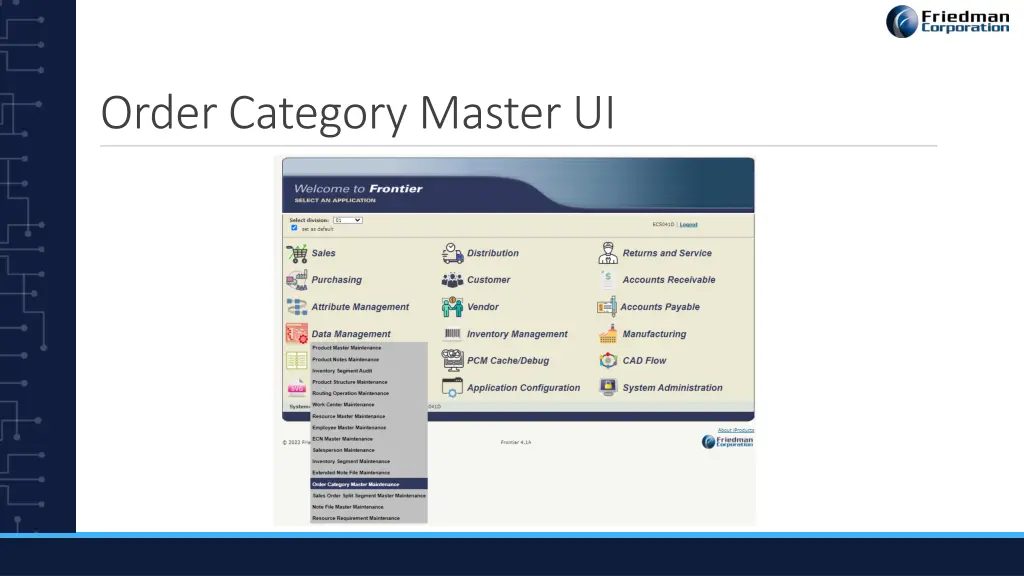 order category master ui