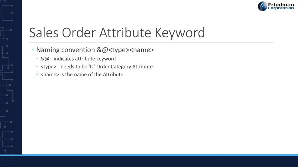 sales order attribute keyword