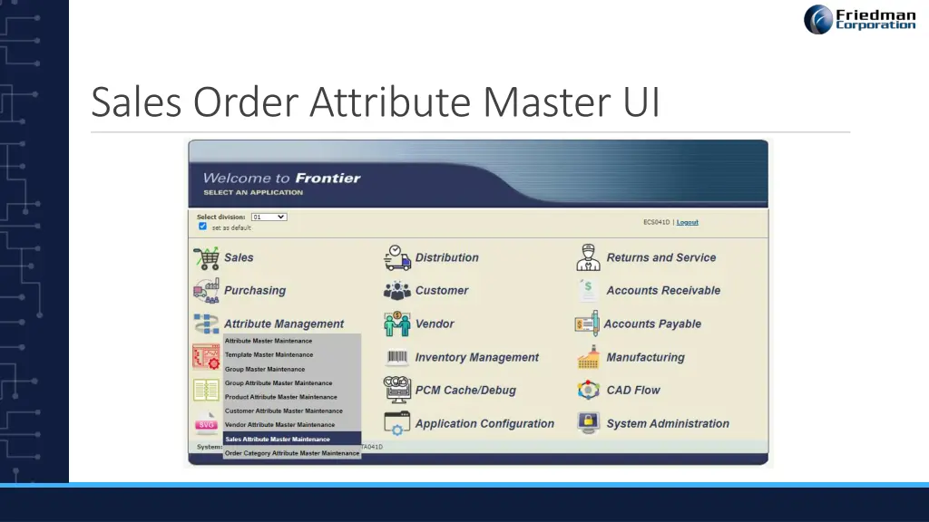 sales order attribute master ui