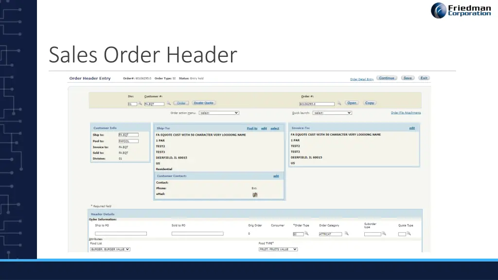 sales order header 1
