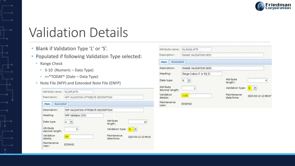 validation details