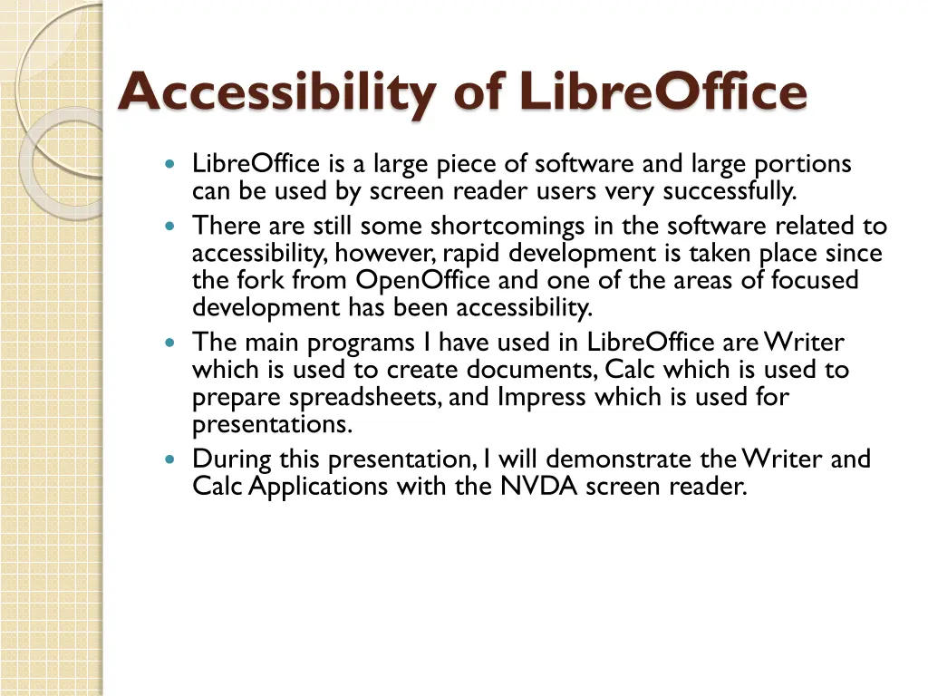 accessibility of libreoffice