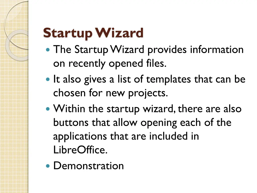 startup wizard the startup wizard provides