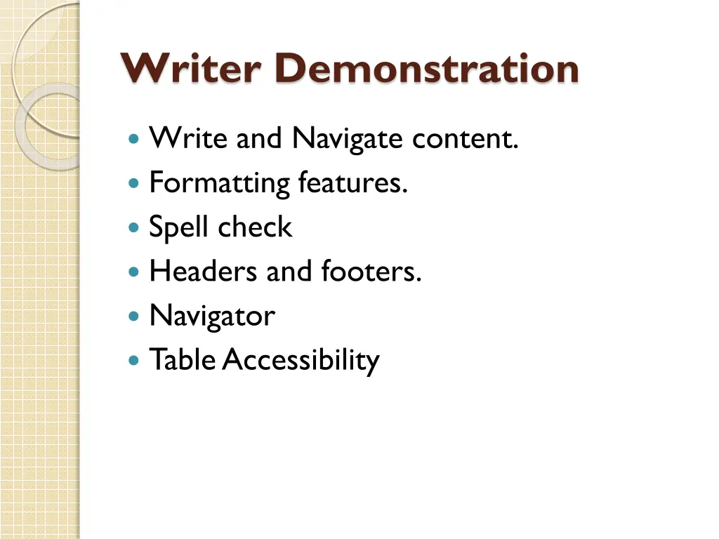 writer demonstration
