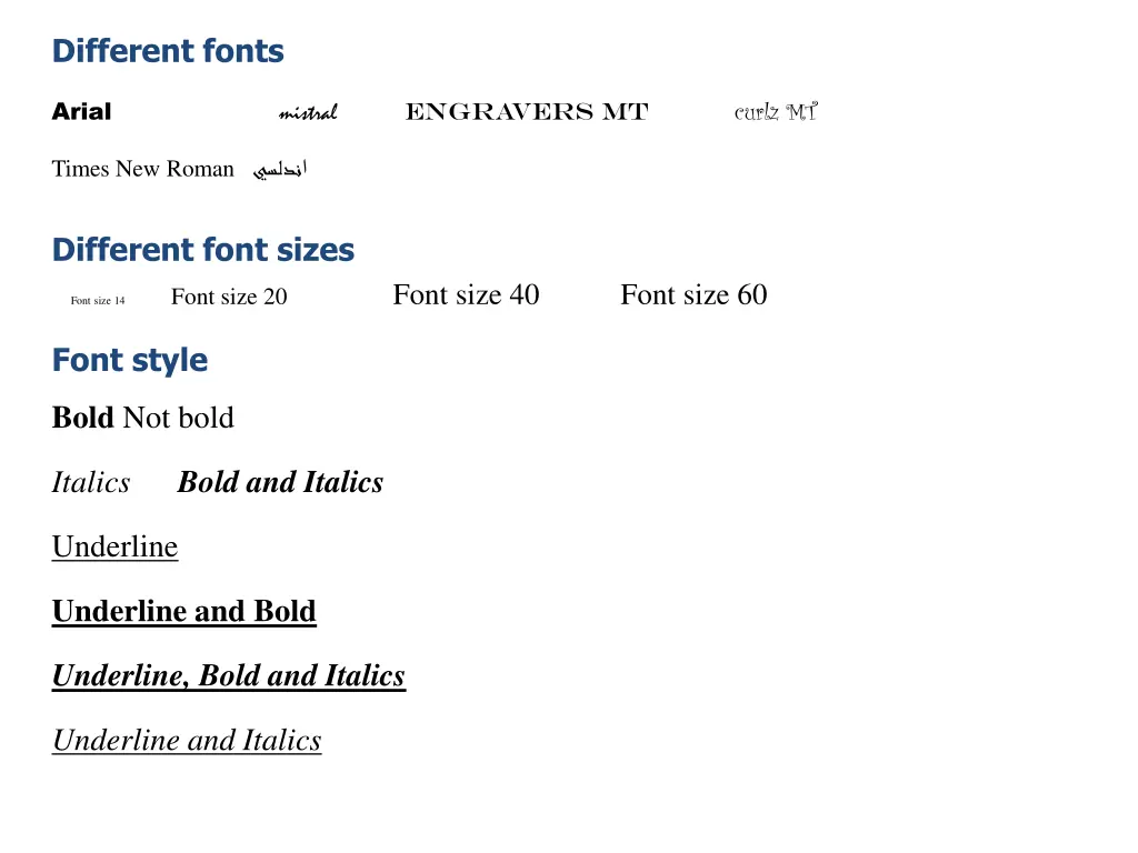 different fonts