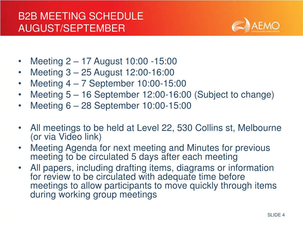b2b meeting schedule august september
