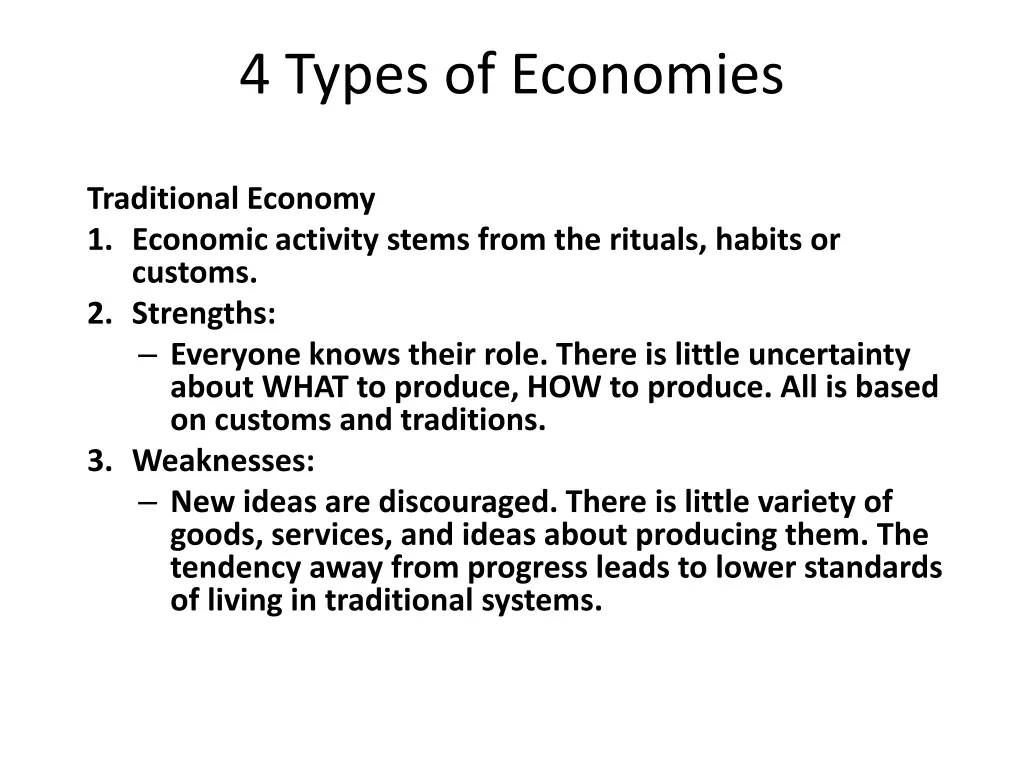 4 types of economies
