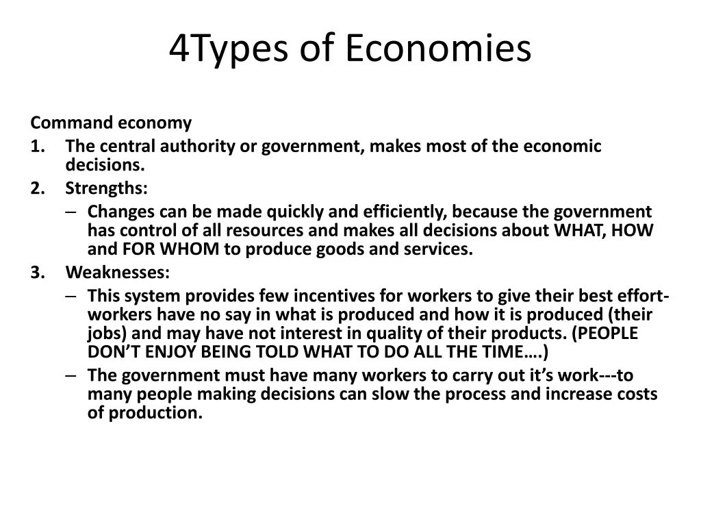 4types of economies