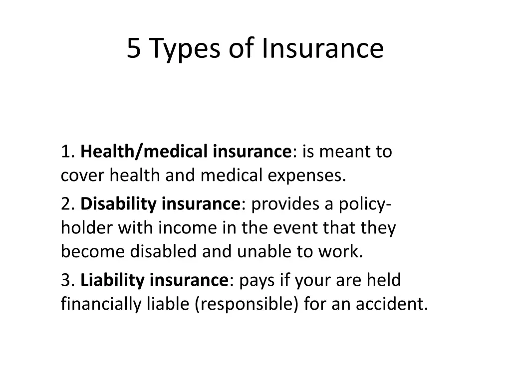 5 types of insurance