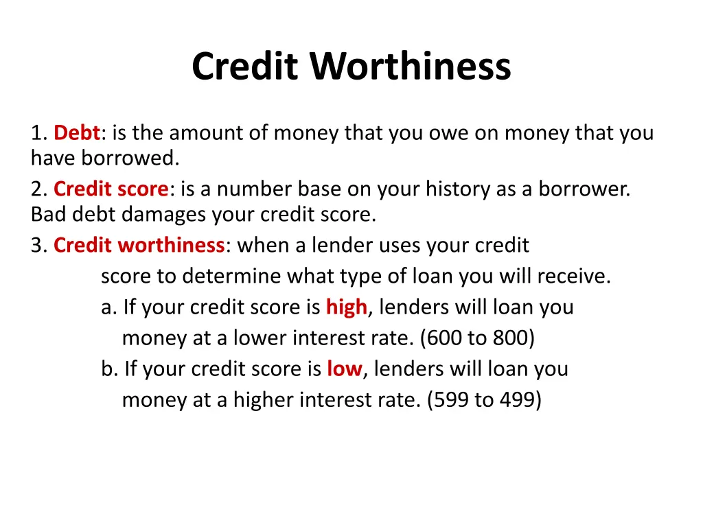 credit worthiness