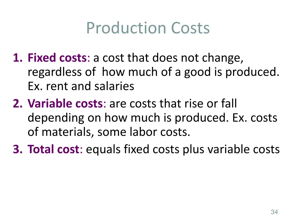 production costs