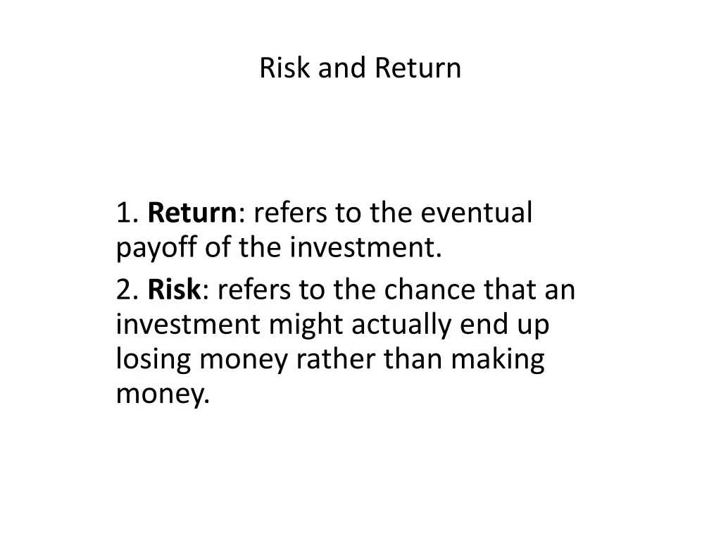 risk and return