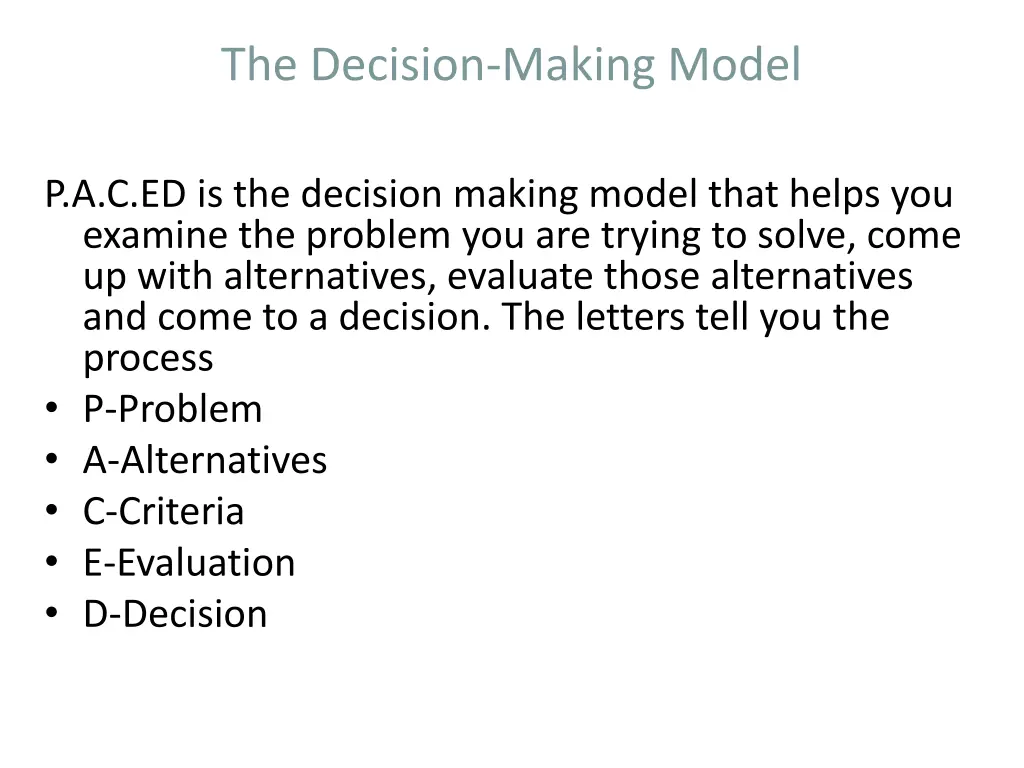 the decision making model