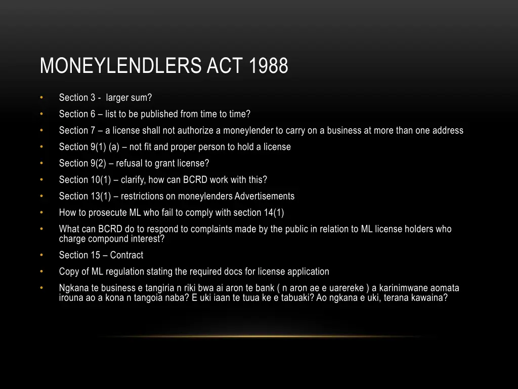 moneylendlers act 1988