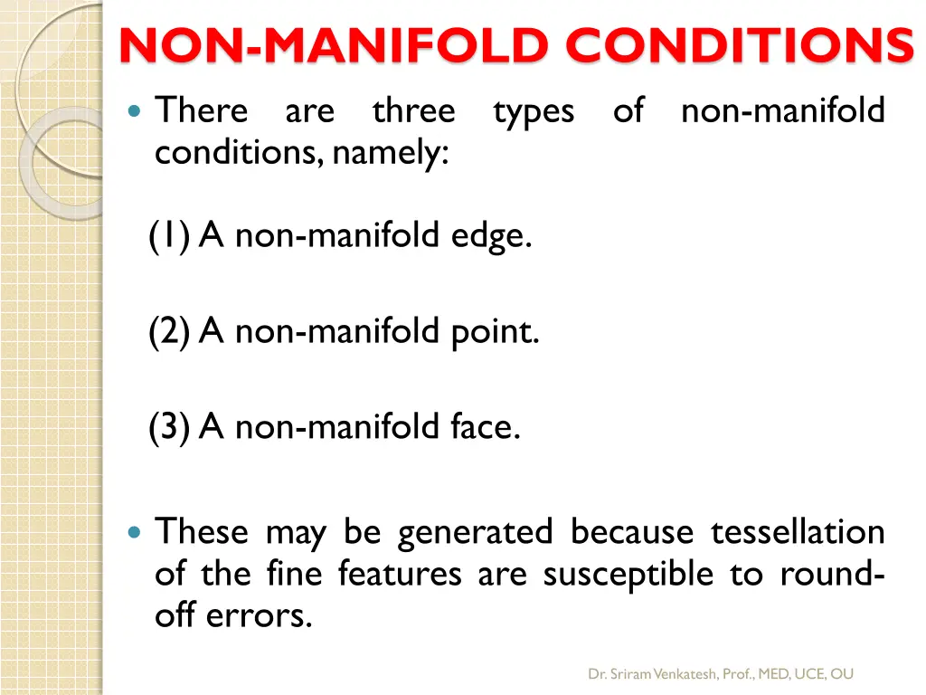 non manifold conditions there are three types