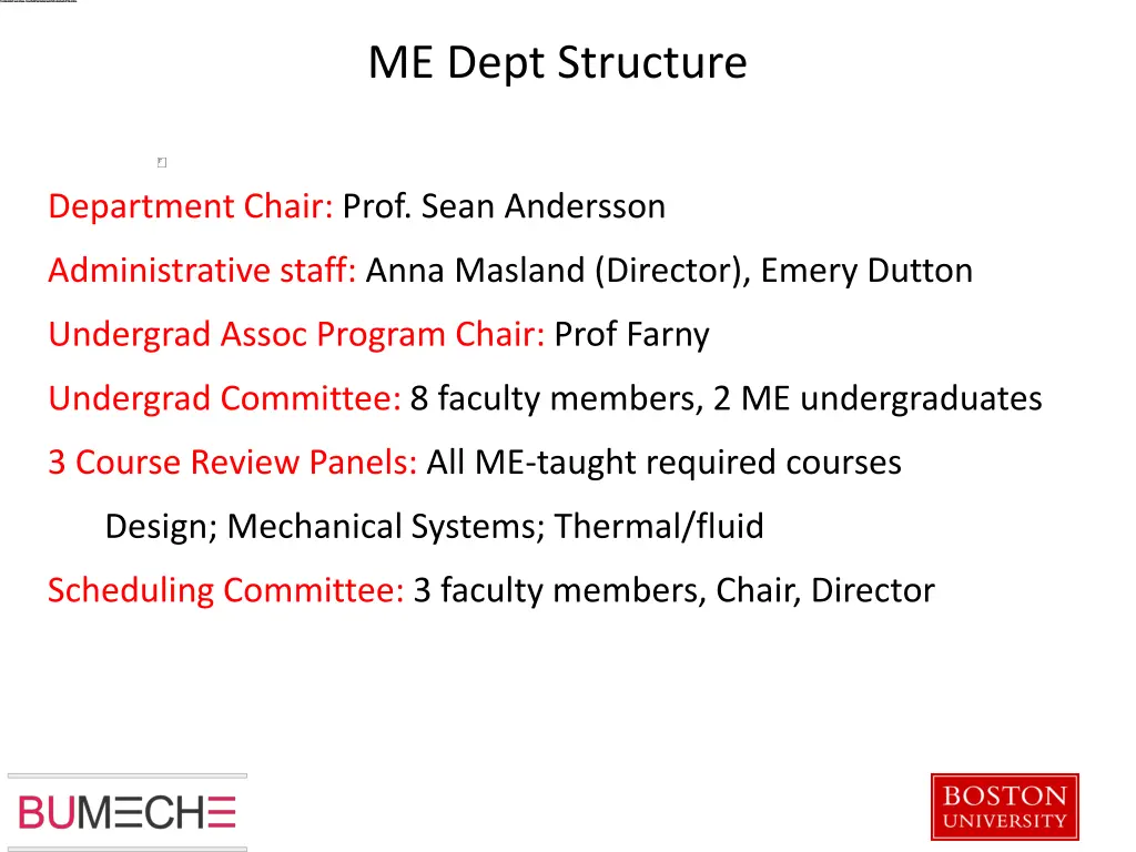 me dept structure