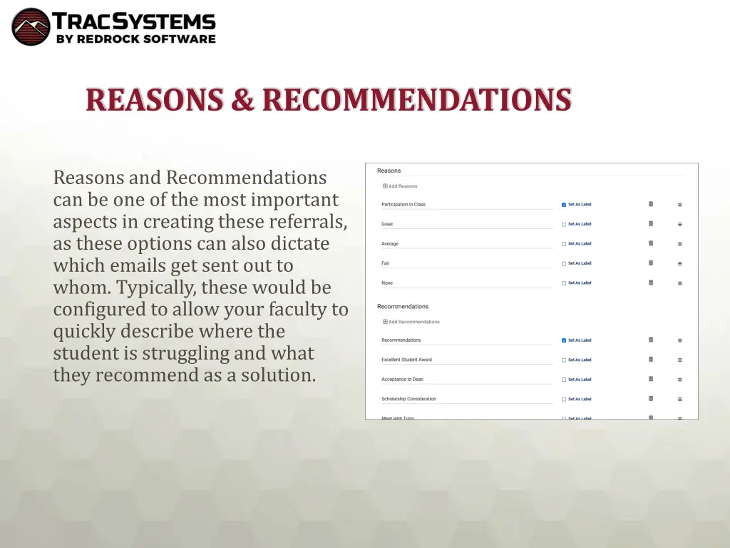 reasons recommendations