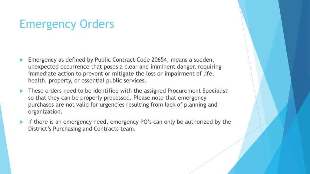 emergency orders