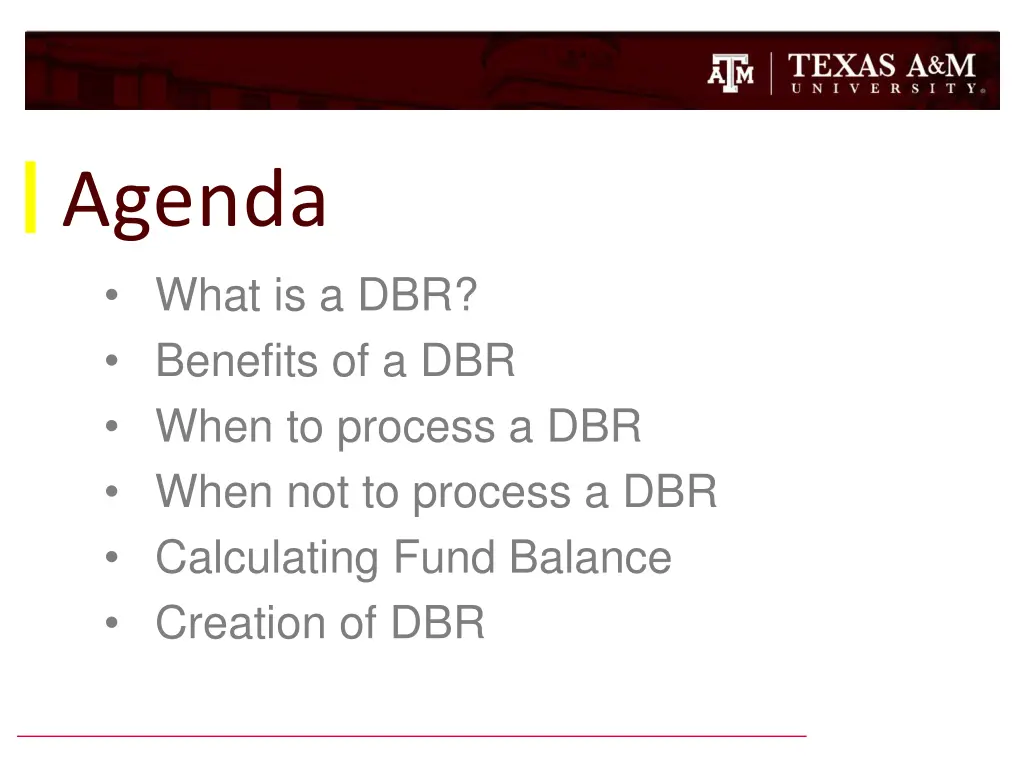 agenda what is a dbr benefits of a dbr when