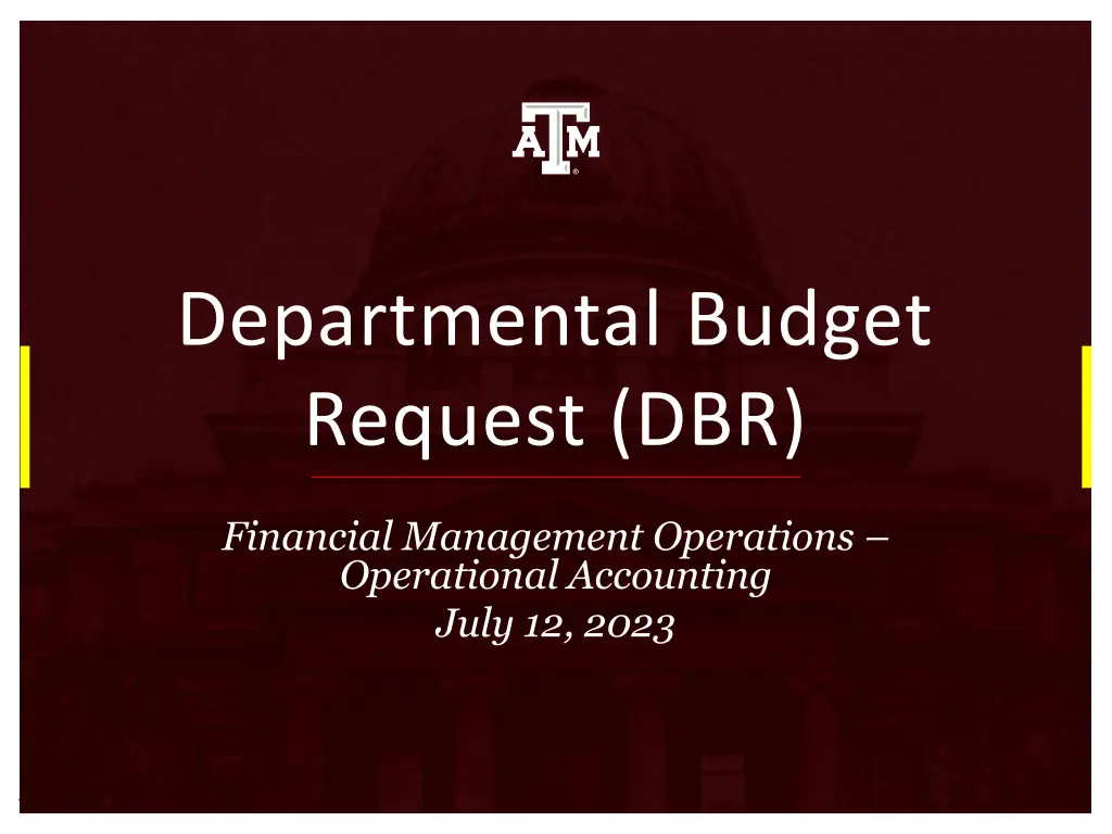 departmental budget request dbr