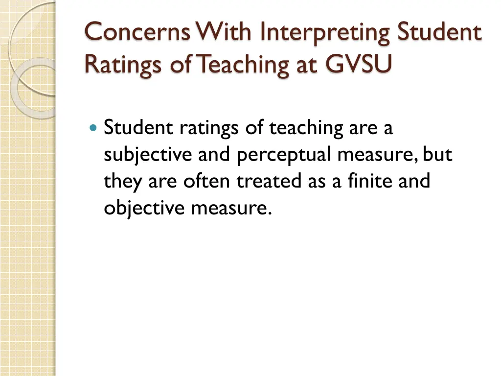 concerns with interpreting student ratings