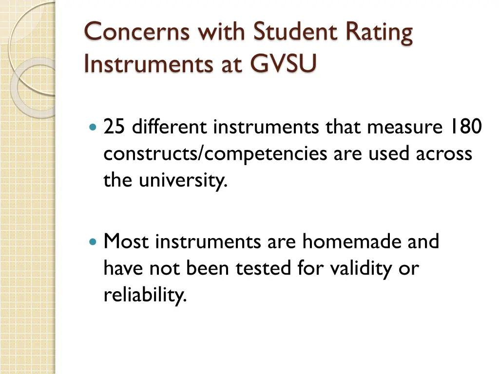 concerns with student rating instruments at gvsu