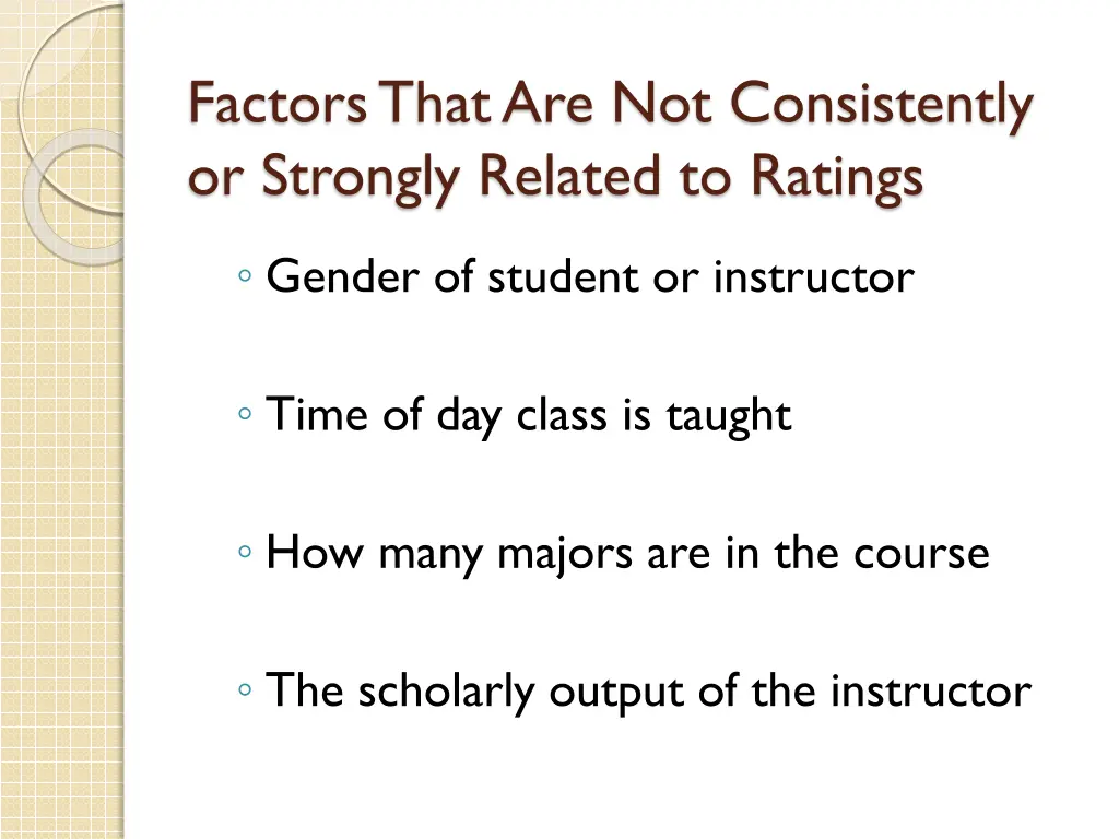factors that are not consistently or strongly