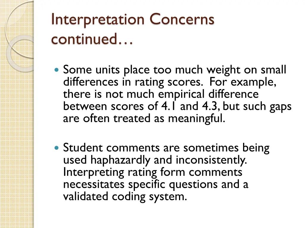 interpretation concerns continued