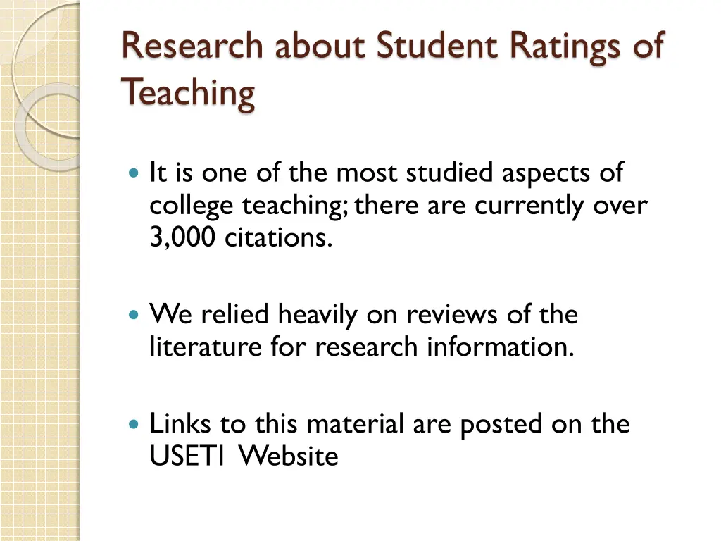research about student ratings of teaching