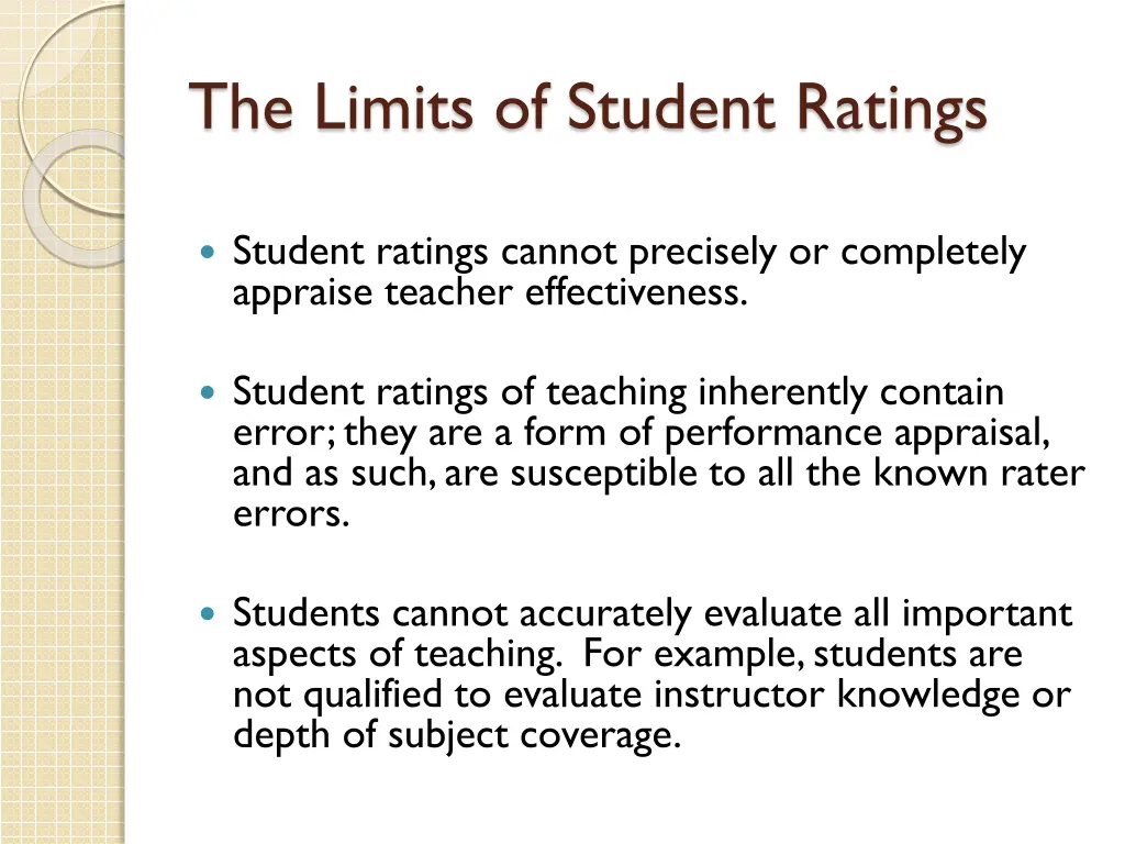 the limits of student ratings