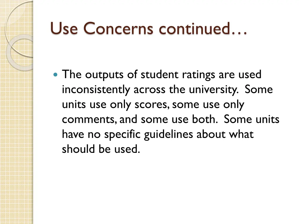 use concerns continued