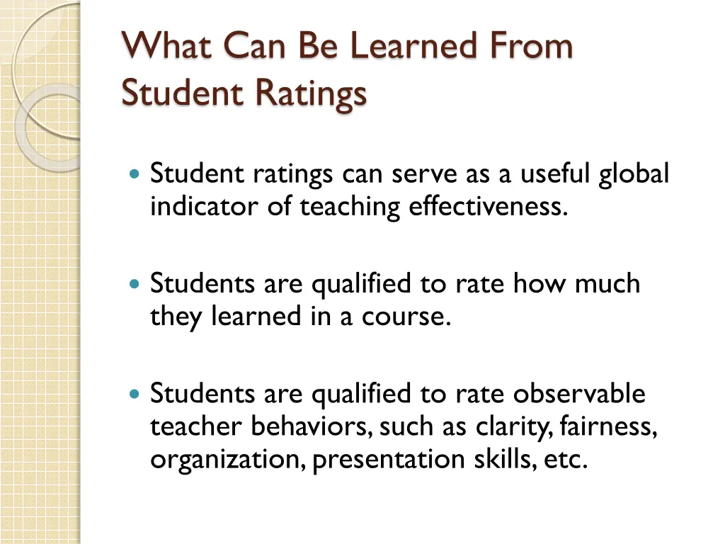 what can be learned from student ratings