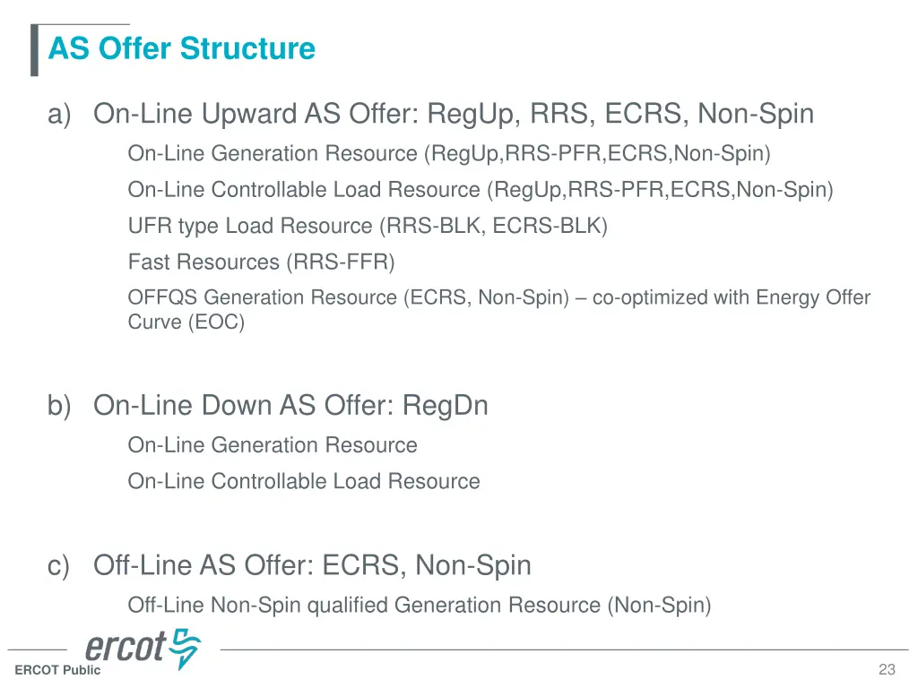 as offer structure