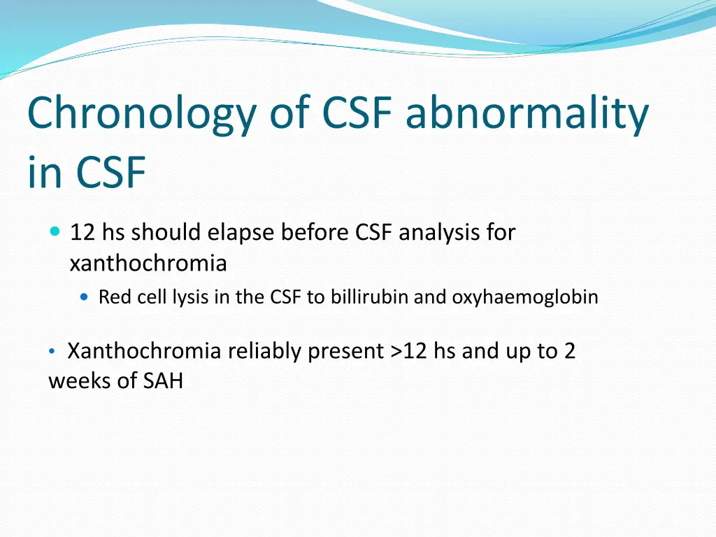 chronology of csf abnormality in csf