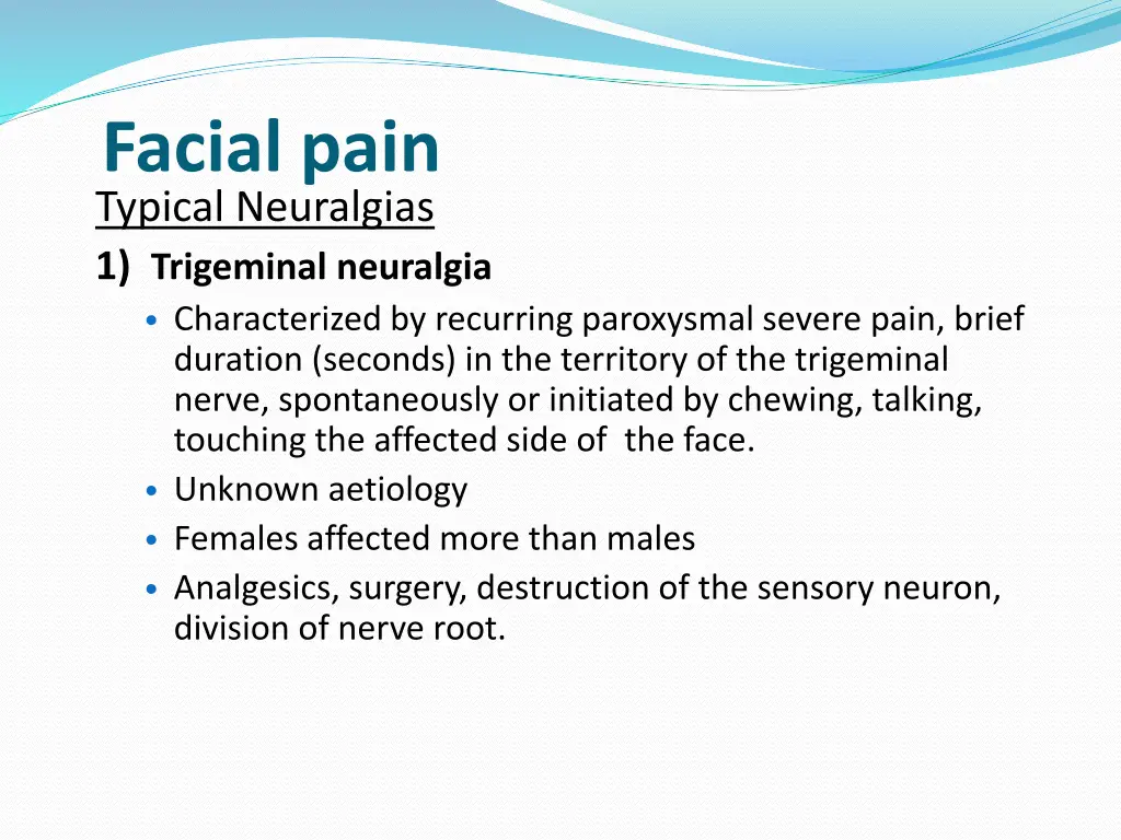 facial pain typical neuralgias 1 trigeminal