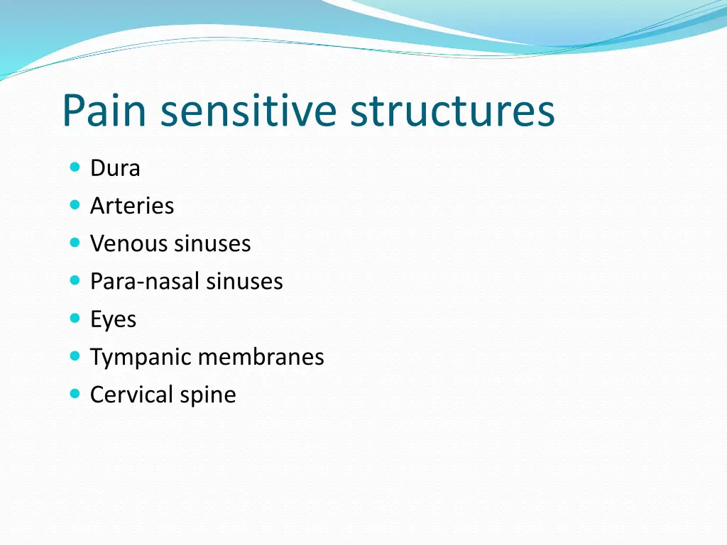 pain sensitive structures
