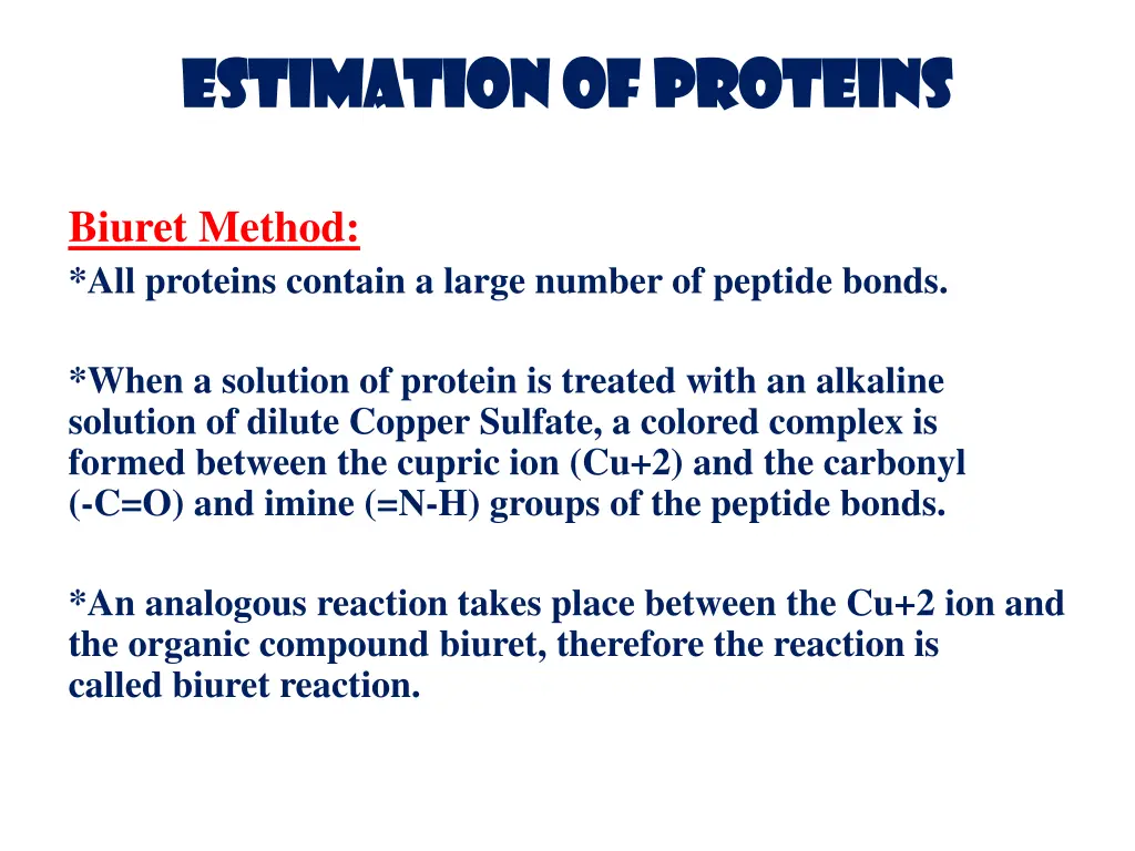 estimation of proteins estimation of proteins