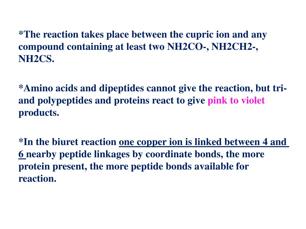 the reaction takes place between the cupric